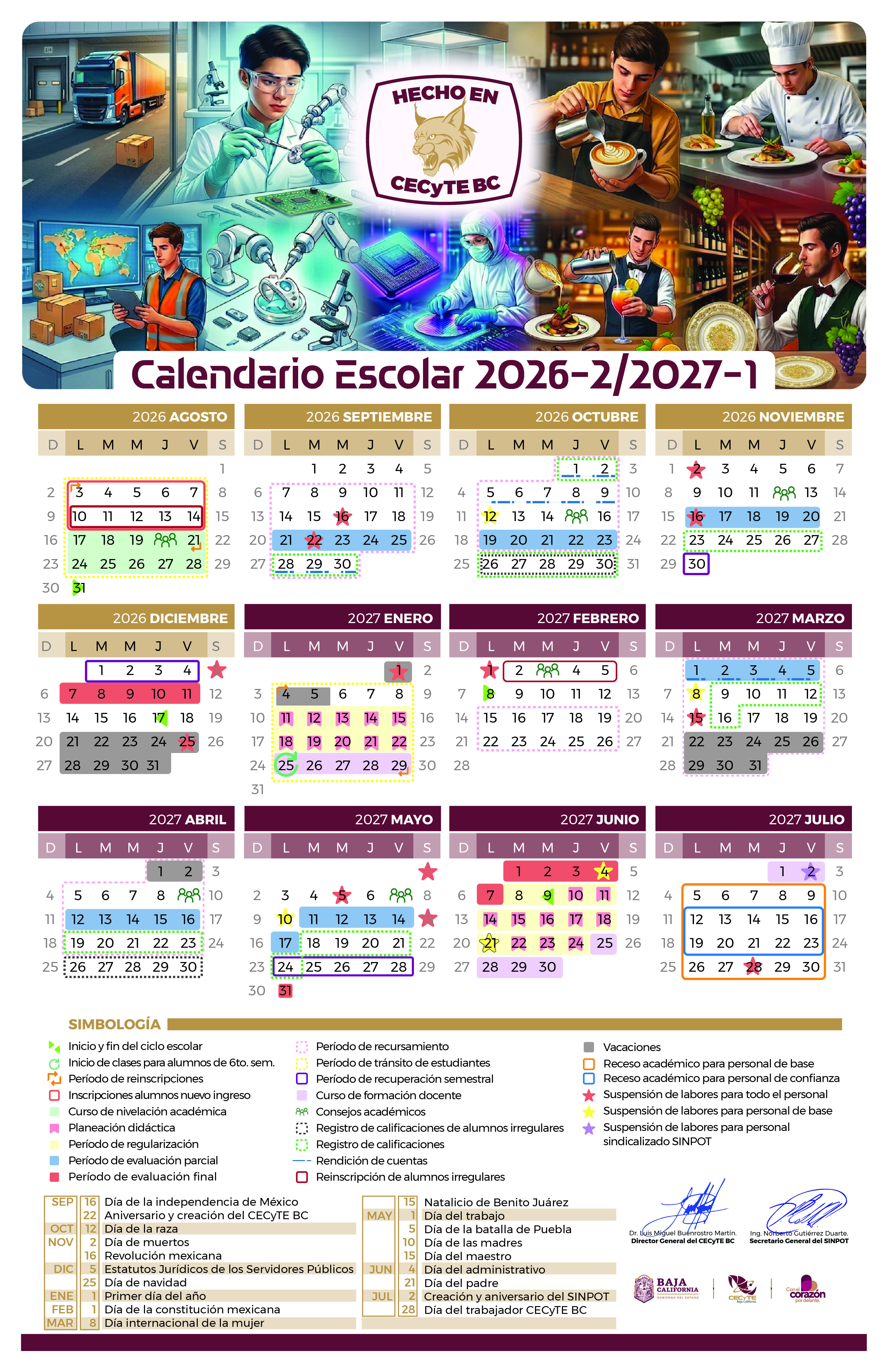 CALENDARIO ESCOLAR 2026-2/2027-1